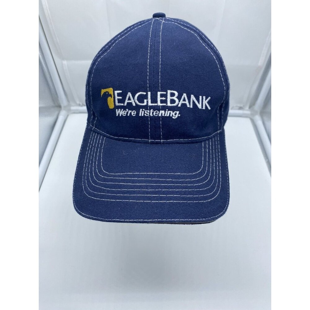 EagleBank Blue Baseball Cap Hat Hook Loop Adjustable We're Listening AMC